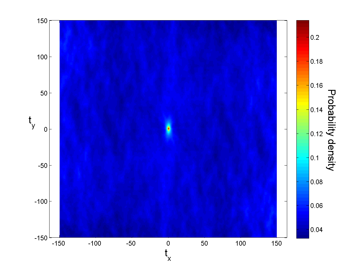 Spatial statistics on segmented image S in X-Y direction.